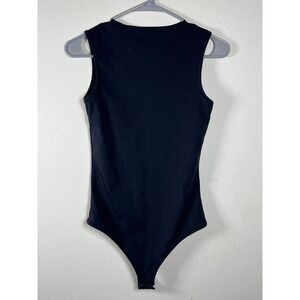COMMENSE Black Sleeveless High Neck Thong Bodysuit Size S